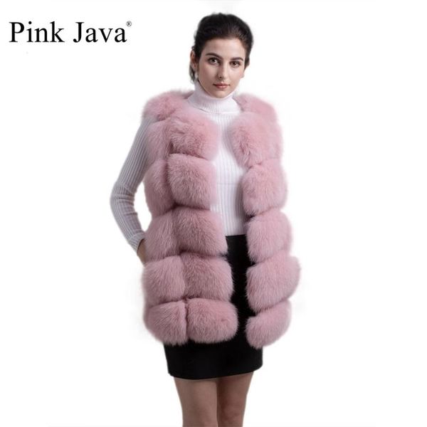 

women's fur & faux pink java qc8046 big size women winter coat real vest natural gilet fashion clothing ganuine jacket, Black