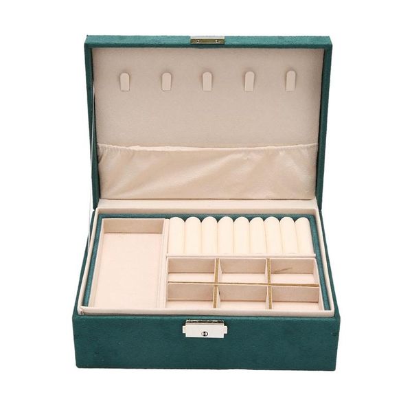 

jewelry pouches, bags suede cloth box storage ring display case organizer for necklaces large capacity cosmetic, Pink;blue