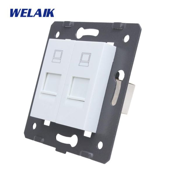 

smart home control welaik eu standard 2*gigabit cat6a 2way shielded-computer rj45 socket-diy parts-wall without-glass-panel a82ltw