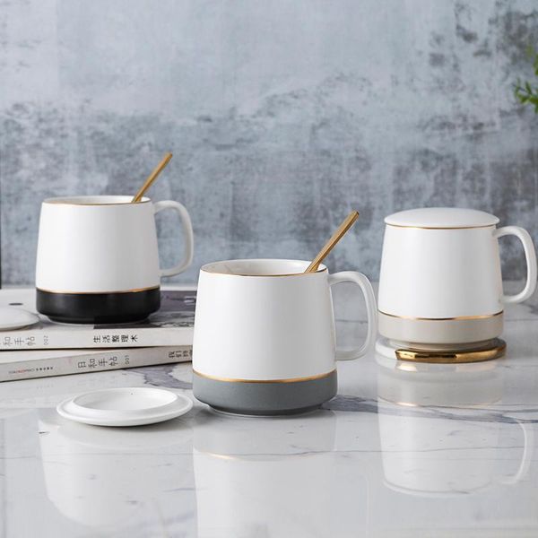 

mugs minimalist nordic mug solid creative ceramic for couple with spoon lid tazas friends coffee gift canecas 60