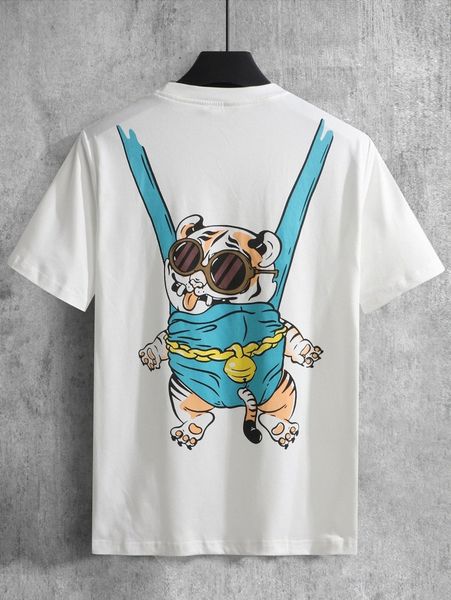 

men cartoon & letter graphic tee n9sq#, White;black