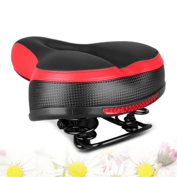 

bike saddles mtb saddle thick sponge absorbing seat cycling with reflective sticker accessories (red)