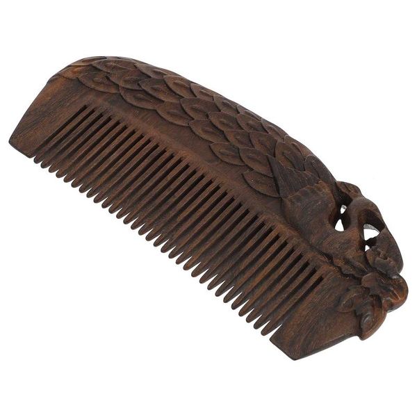 

hair brushes detangling comb natural wooden decorative carving, Silver
