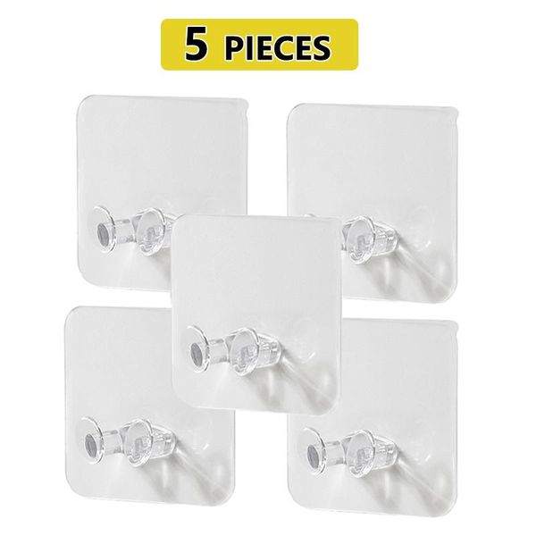 

hooks & rails 5pcs 10pcs adhesive rack wall mount space saver flower heavy load transparent self strong kitchen bathroom