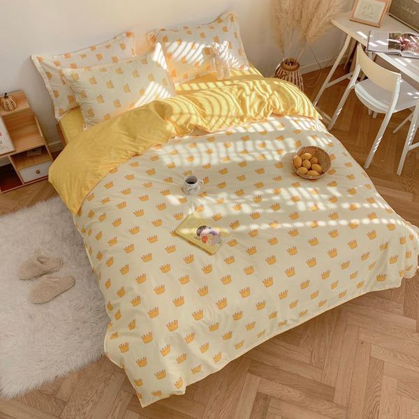

bedding sets 21 cartoon yellow series crown 3/4pcs children's boy girl and bed linings duvet cover sheet pillowcase