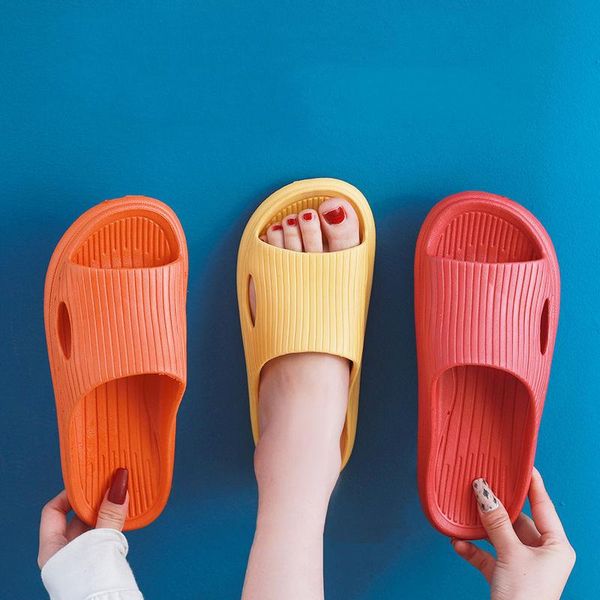 

slippers elan milre 2021 men and women couple thicken summer female solid color home indoor shoes edge breathable flip flops, Black