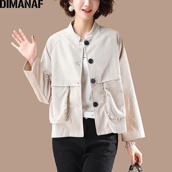 

women's jackets dimanaf 2021 bomber jacket coat women clothing oversize autumn winter corduroy thick vintage lady outwear loose pockets, Black;brown
