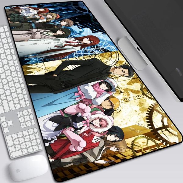 

mouse pads & wrist rests steins gate 3mm anime large pad mat computer gamer locking edge keyboard mice waterproof 40x90