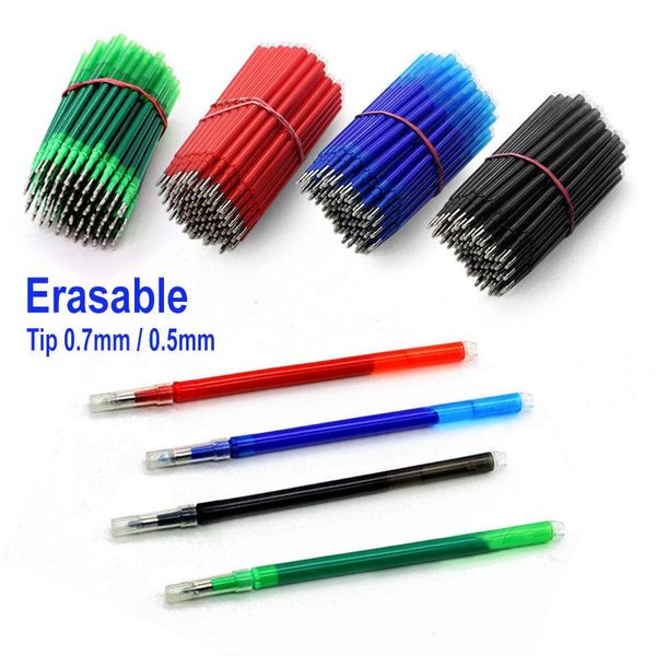 

30pcs/50pcs set 0.7mm 0.5mm erasable gel pen refill tip blue black ink office washable handle rods stationery accessories pens