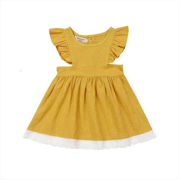

1-5years toddler kids baby girls girl dresses clothes ruffle sleeve short tutu dress solid sundress, Red;yellow