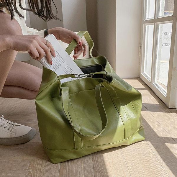 

evening bags simple large capacity tote bag green handbag female 2021 trendy fashion high-quality shoulder big shopper travel