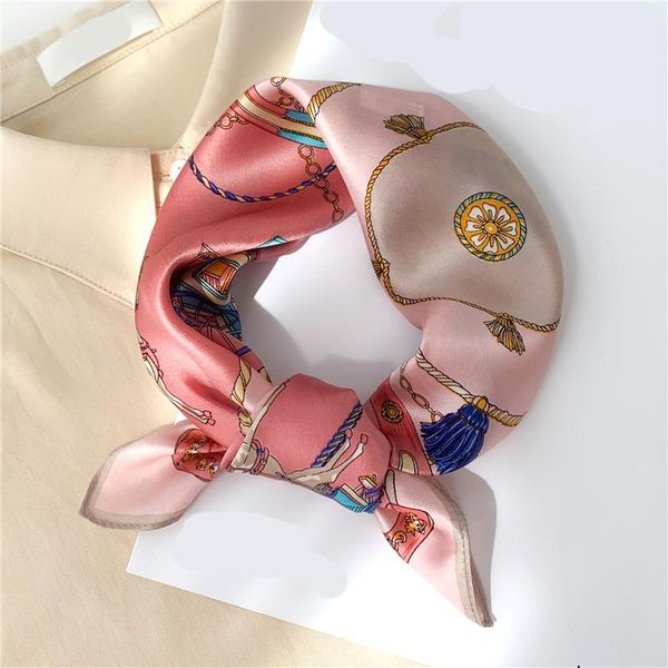

scarves square small women pure silk hair scarf neck cover design print foulard neckerchief bandana 2021 spring, Blue;gray