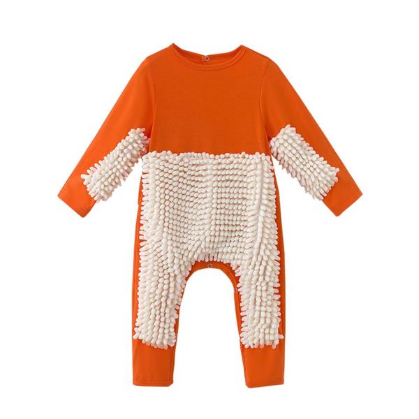 

footies baby jumpsuit romper crawling clothes creative mop outfit floors cleaning long-sleeve broom for 0-2, Blue