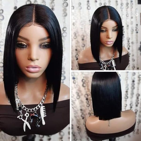 

2x4 bob wig lace closure human hair wigs pre plucked with baby 4x4 front brazilian remy jko1, Black;brown