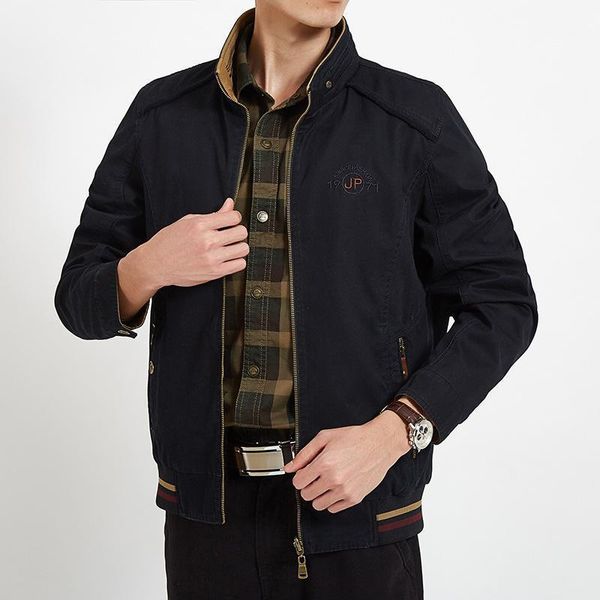 

men's jackets plus size 7xl 8xl autumn winter jacket men double sides wear military windbreaker mens clothing veste homme cotton coat, Black;brown