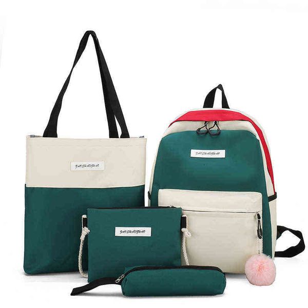 

hbp non-brand campus q korean color matching backpack 4 large capacity canvas schoolbag for primary and secondary school students