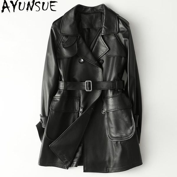 

genuine leather jacket women plus size sheepskin coat female korean coats and jackets spring 2021 chaquetas de mujer women's & faux, Black
