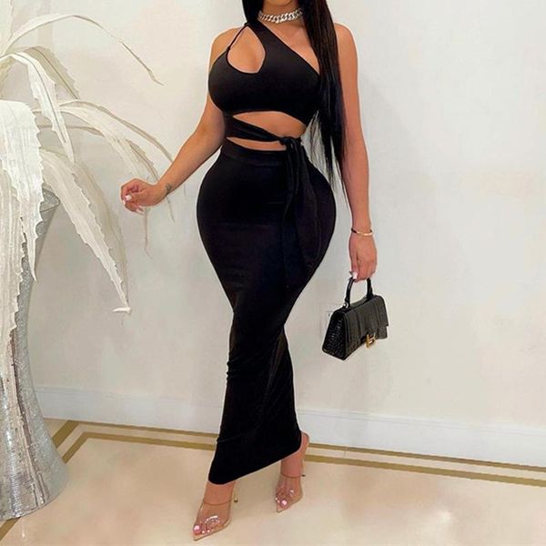 

casual dresses fashion elegant party club vestidos for women y2k solid inclined shoulder bodycon hollow out bandage female maix dress, Black;gray
