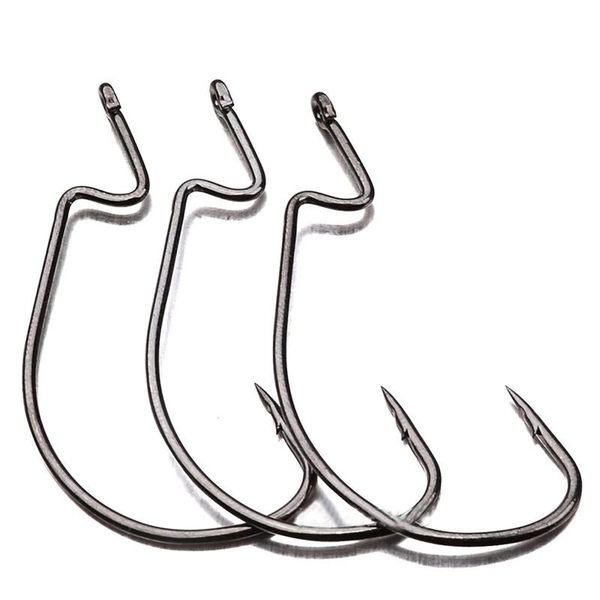 

fishing hook 1/0-5/0# worm series black color jig big fish bass tools hooks
