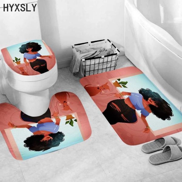 

shower curtains fashion girl 3pcs/lot bathroom rugs and mat set anti slip bath cover 3d toilet carpet eco-friendly cloth kitchen blanket doo