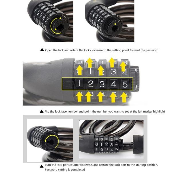 

bike locks digital password bicycle lock cycling security coded anti-theft steel wire mtb accessories