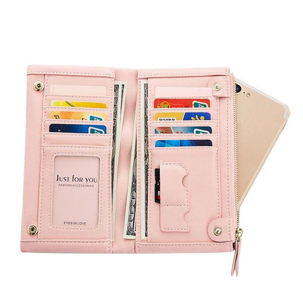 

wallets brand pu leather women fashion zipper and purses female coin purse big capacity phone bag girls card holder, Red;black