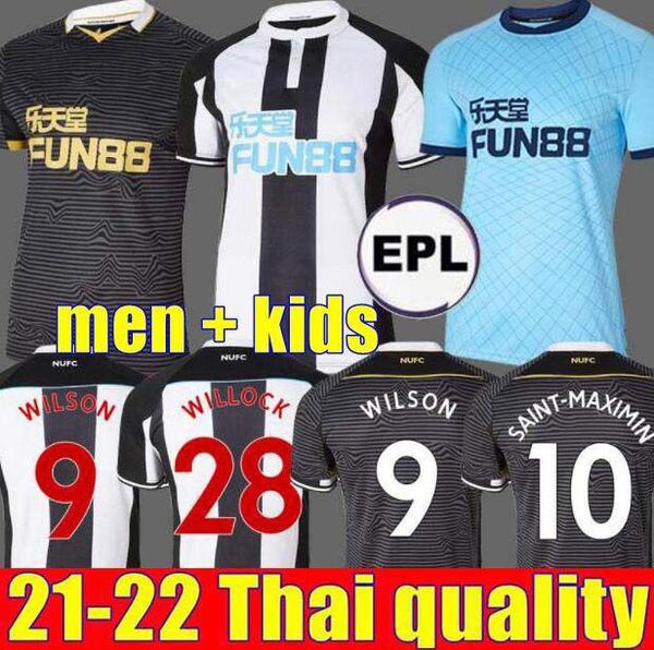 

newcastl e soccer jersey 21 22 new castle wilson shelvey almiron 2021 2022 joelinton away football shirt gayle maximin men kit kids willock, Black;yellow