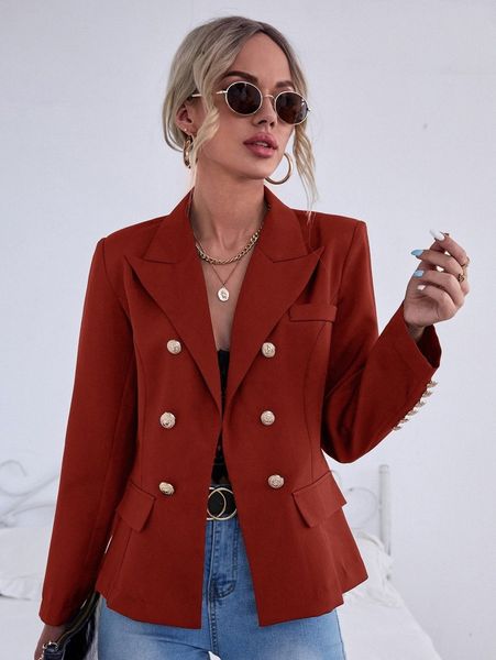 

double breasted flap detail blazer l1bh#, White;black