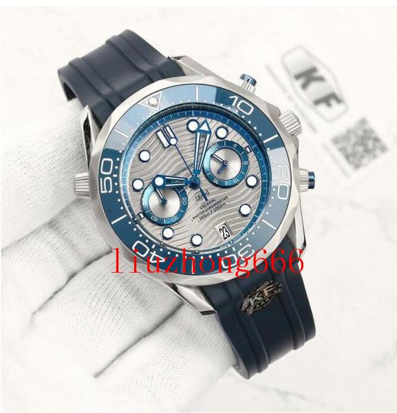 

mens fashion watches quartz chronograph men 300m diver watch folding clasp wristwatches, Slivery;brown
