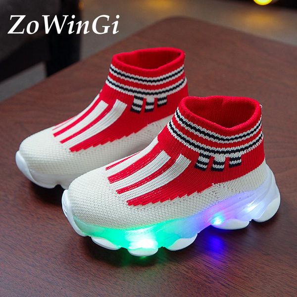 

size 21-30 children sneakers with illumination kid shoes boys air mesh breathable tenis menina kids athletic & outdoor, Black
