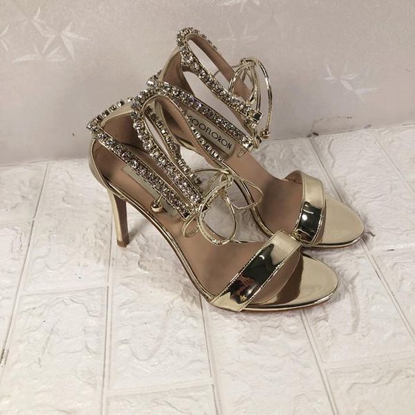 

women patent genuine leather crystal sandals shoes, Black