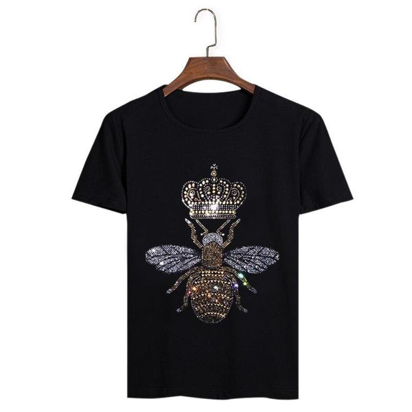 

women's t-shirt 2021 parkour embroidery crown bees diamond t shirts hip hop skateboard street cotton t-shirts tee kenye #l79, White