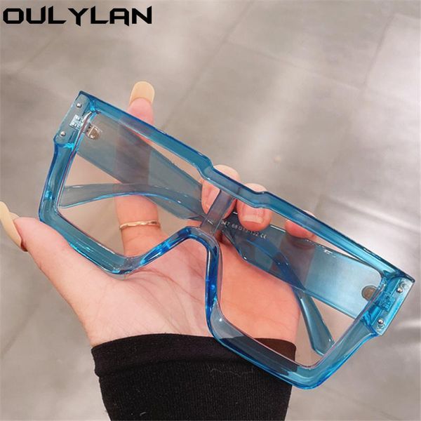 

sunglasses oulylan oversized women luxury designer vintage square sun glasses classic blue eyewear lady uv400 siamese big frame, White;black