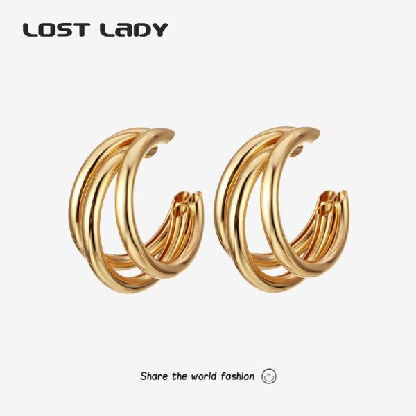 

hoop & huggie lost lady arrival trendy geometric hollow round earrings gold color alloy c for women fashion metal jewelry party, Golden;silver