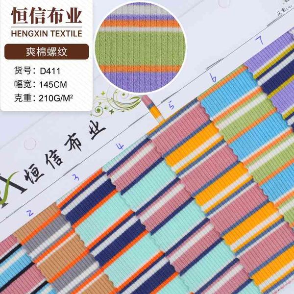 

rayon thread spring and summer rib stripe tight dress elastic cotton knitted fabric, Black;white