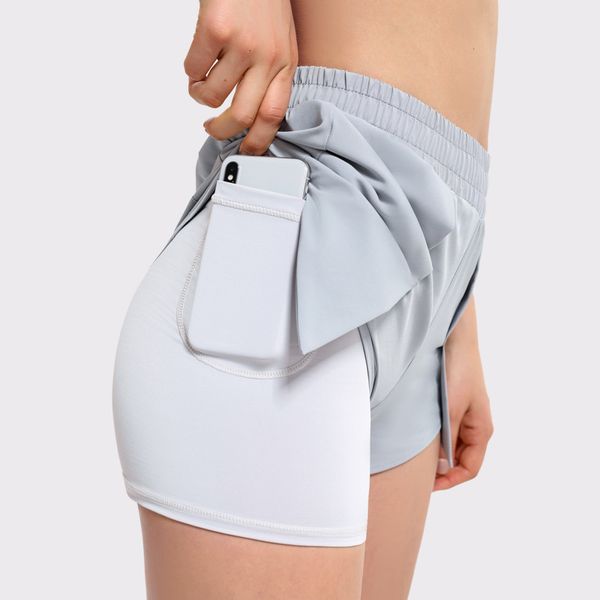 

loose sports shorts women's two-piece running fitness anti light leisure breathable short beach tennis golf underwear pants, White;black