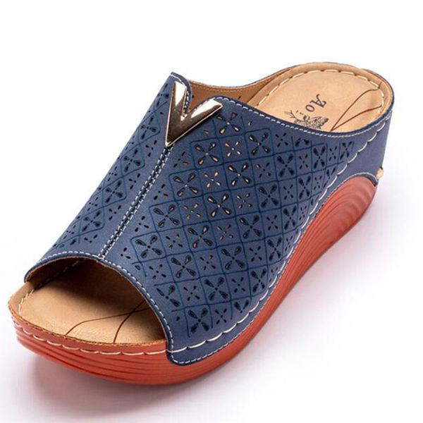 

female shoes wedge casual women slippers comfortable fish mouth thick bottom sandals outdoor summer beach large size zz156, Black