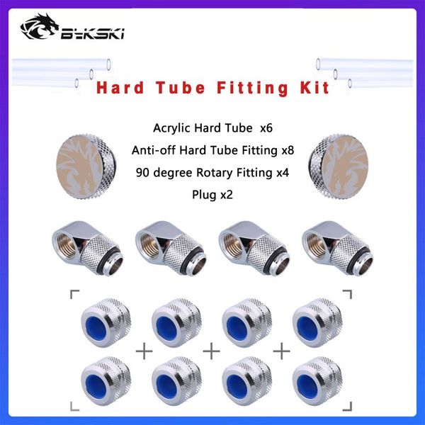 

bykski hard tube pipe fitting kit set, acrylic od 12/14/16mm 90 degree anti off for pc water cooling, by-htk fans & coolings