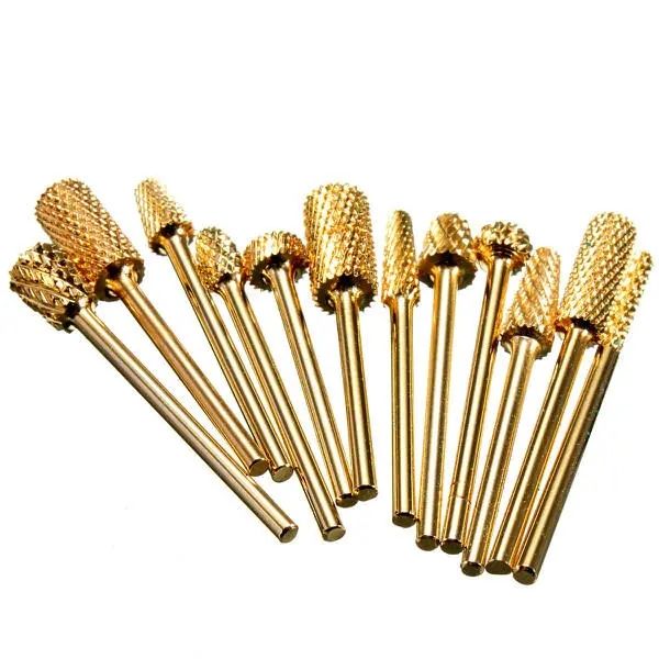 

1pcs pro gold aluminium electric carbide grinding head manicure nail drill file bit - 5