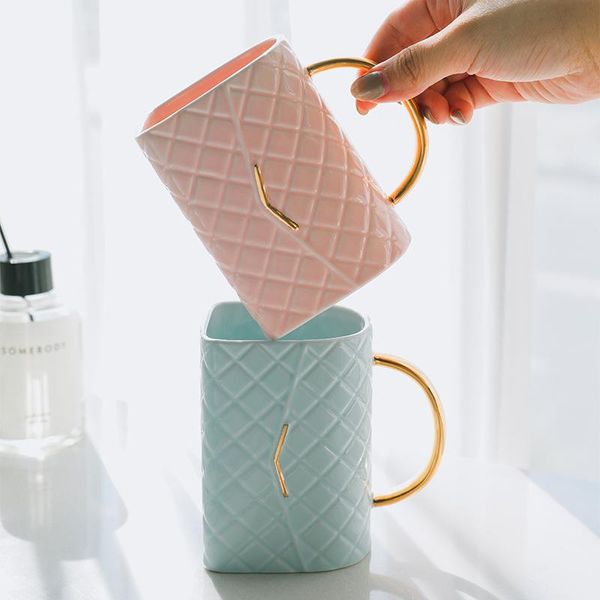 

mugs handbag cup light luxury mug ceramic creative water coffee gift girl reusable with lid and straw cat cl51310