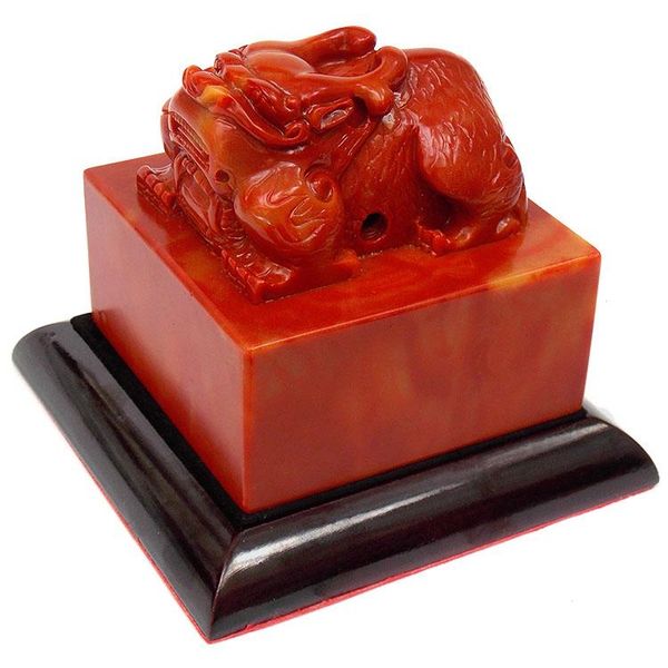 

gift sets chinese fortune mascot pixiul jade seal 10cm antique good luck decoration package engraved big pixiu