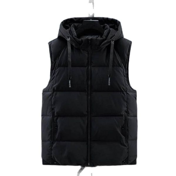 

men's vests autumn winter plus vest extra-large cotton waistcoat detachable cap warm men clothing streetwear 7xl 150kg, Black;white