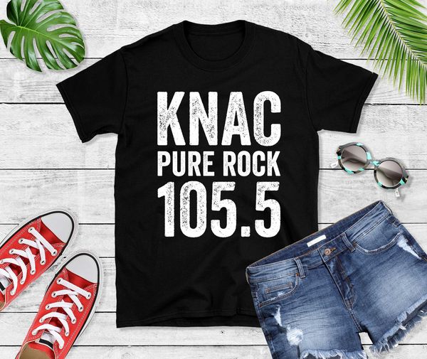 

KNAC Pure Rock 105.5 T-Shirt Metal Heads FM Radio Station Tee Shirt, White;black