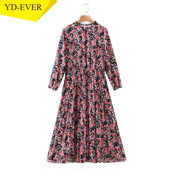 

fashion women flowers print midi dress three quarter sleeve casual female qb60 dresses, Black;gray