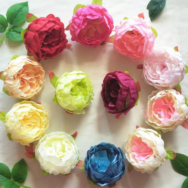 

simulation peony flower head single wedding home el thick silk diy headdress rose decoration q13 decorative flowers & wreaths
