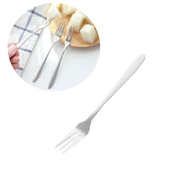 

stainless steel three-tine fork fruit toothpick forks for cake salad