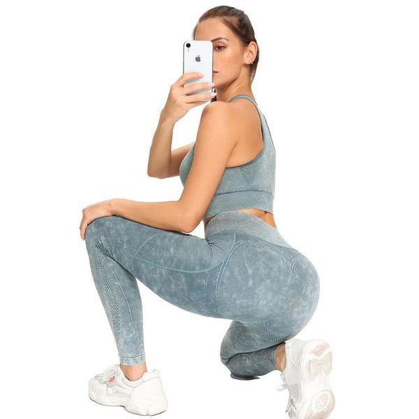 

yoga outfit women's wear sports suit slim bra vest hips fitness pants set