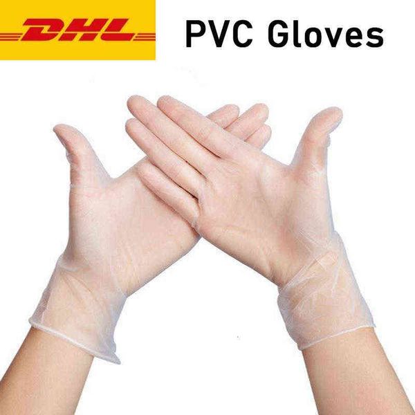 100 pcs descartáveis ​​luvas pvc pó sem pó industrial anti-estático alimento glovs limpeza cozinhar brees dhl super rápido serviço de entrega