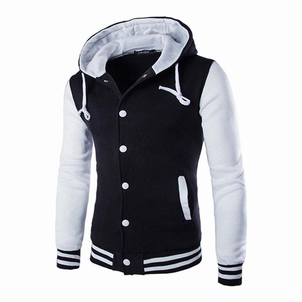 

men's jackets 2021 fashion mens single breasted spliced hoodies clothing bomber jacket male loose baseball uniform female winter coat, Black;brown