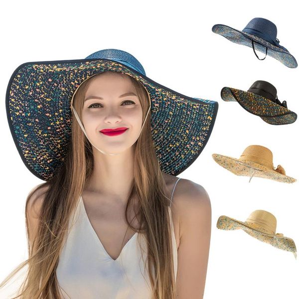 

wide brim hats panama beach style women's summer sun hat straw casual female french sunhat bucket femme shade cap, Blue;gray